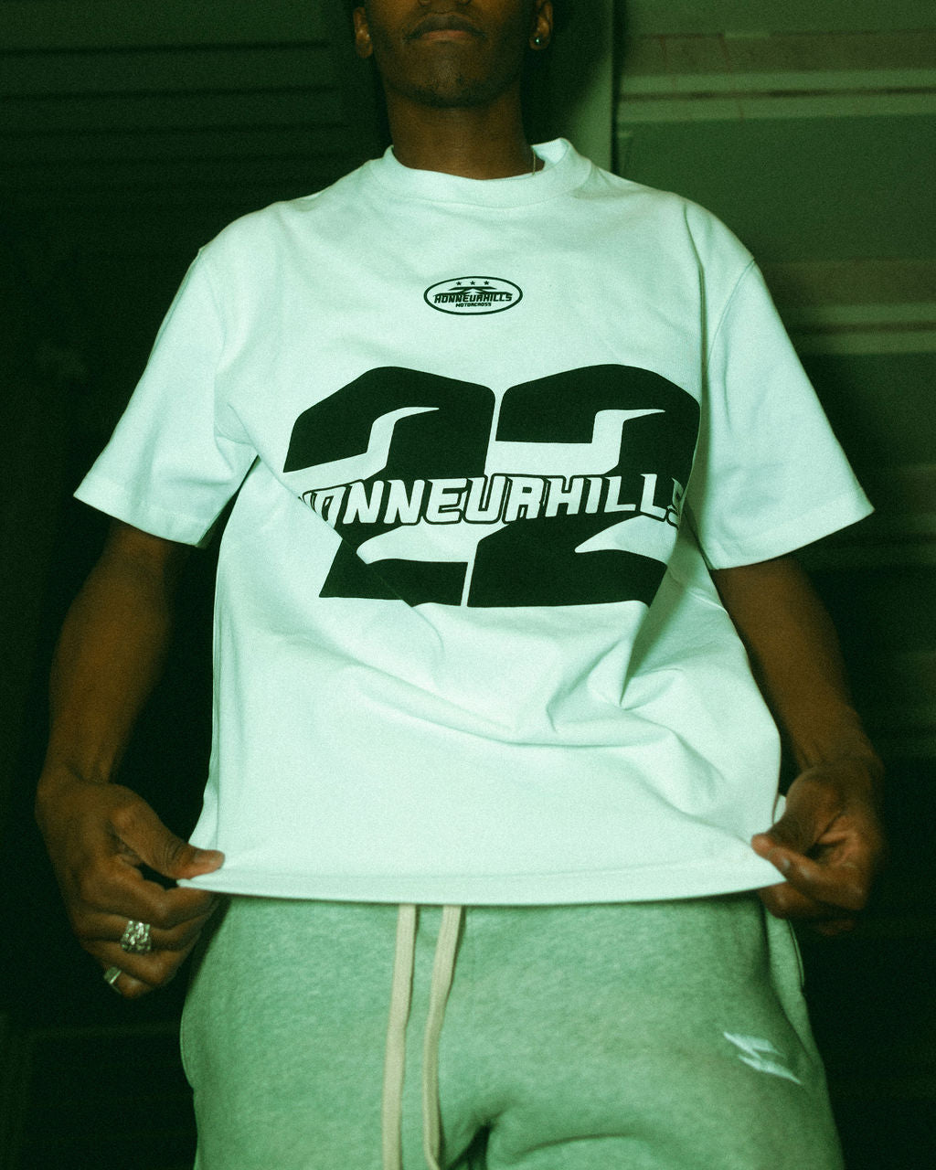 "22" Drop Shoulder Tee (M)- White