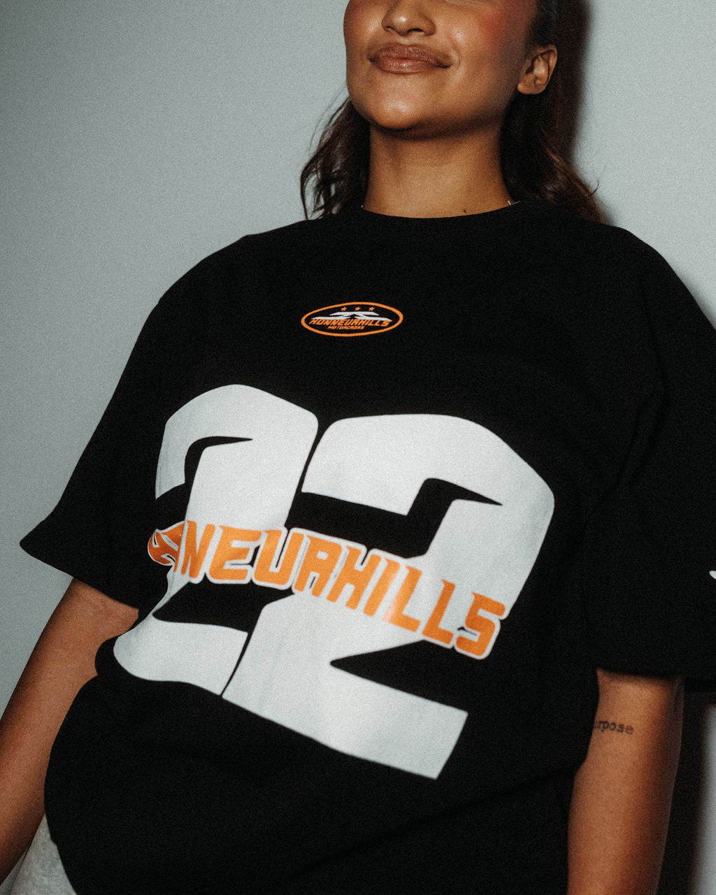 "22" Drop Shoulder Tee (M)- Black